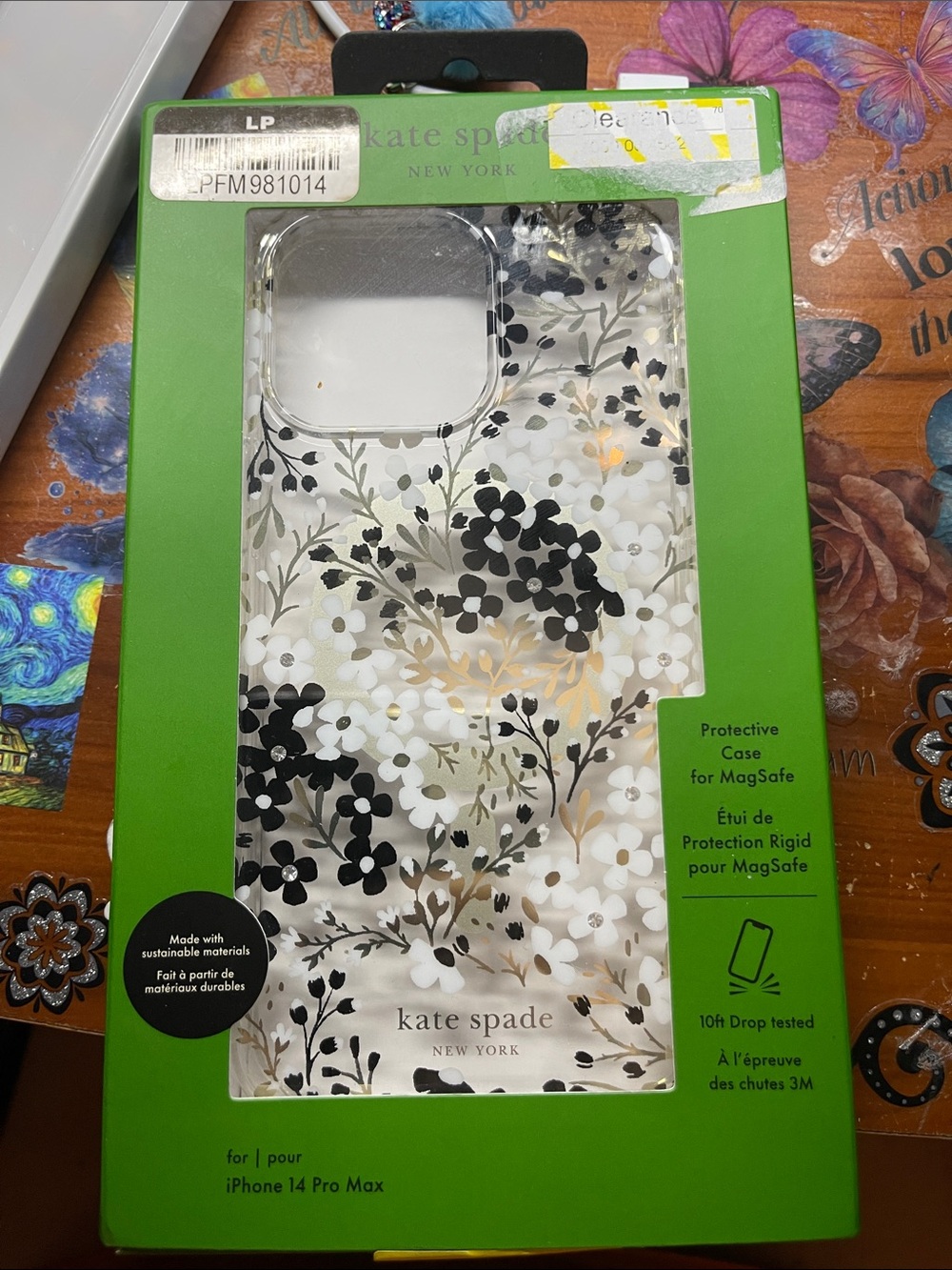 kate spade New York Floral MagSafe Case for iPhone 14 Pro Max - White & Black